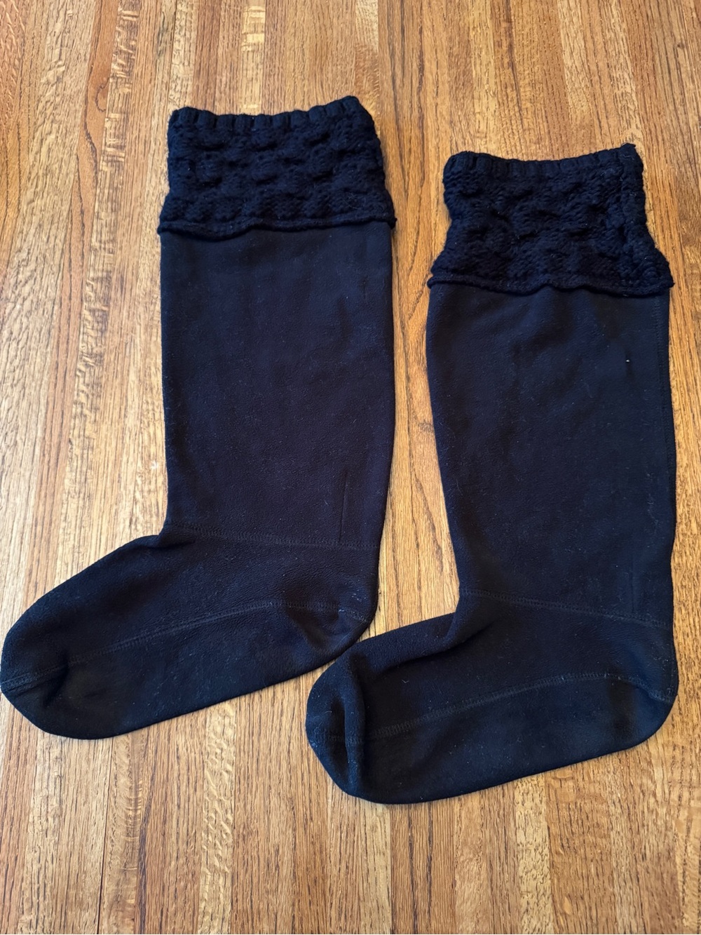 MICHAEL Michael Kors Black Fleece Cable Knit Cuff Boot Liner Socks L/XL